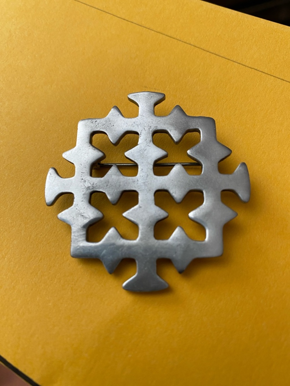 Corocraft matte silver tone brooch in good vintage condition. Some hazing.